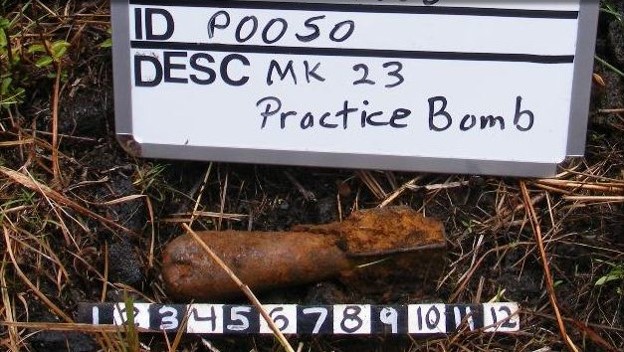 Image of a practice bomb found at the Former Popoki Target Area